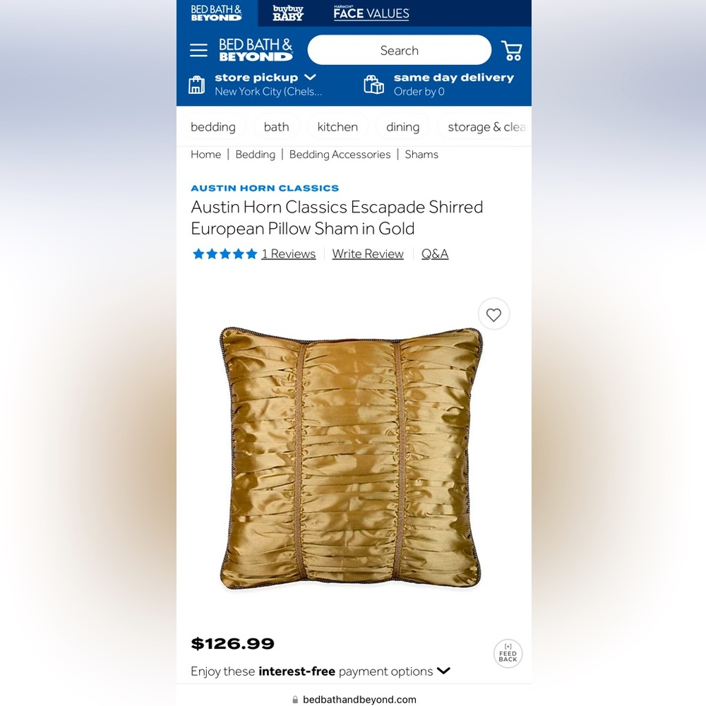 Austin Horn Classics Shirred Gold European Pillow Shams (set of two)